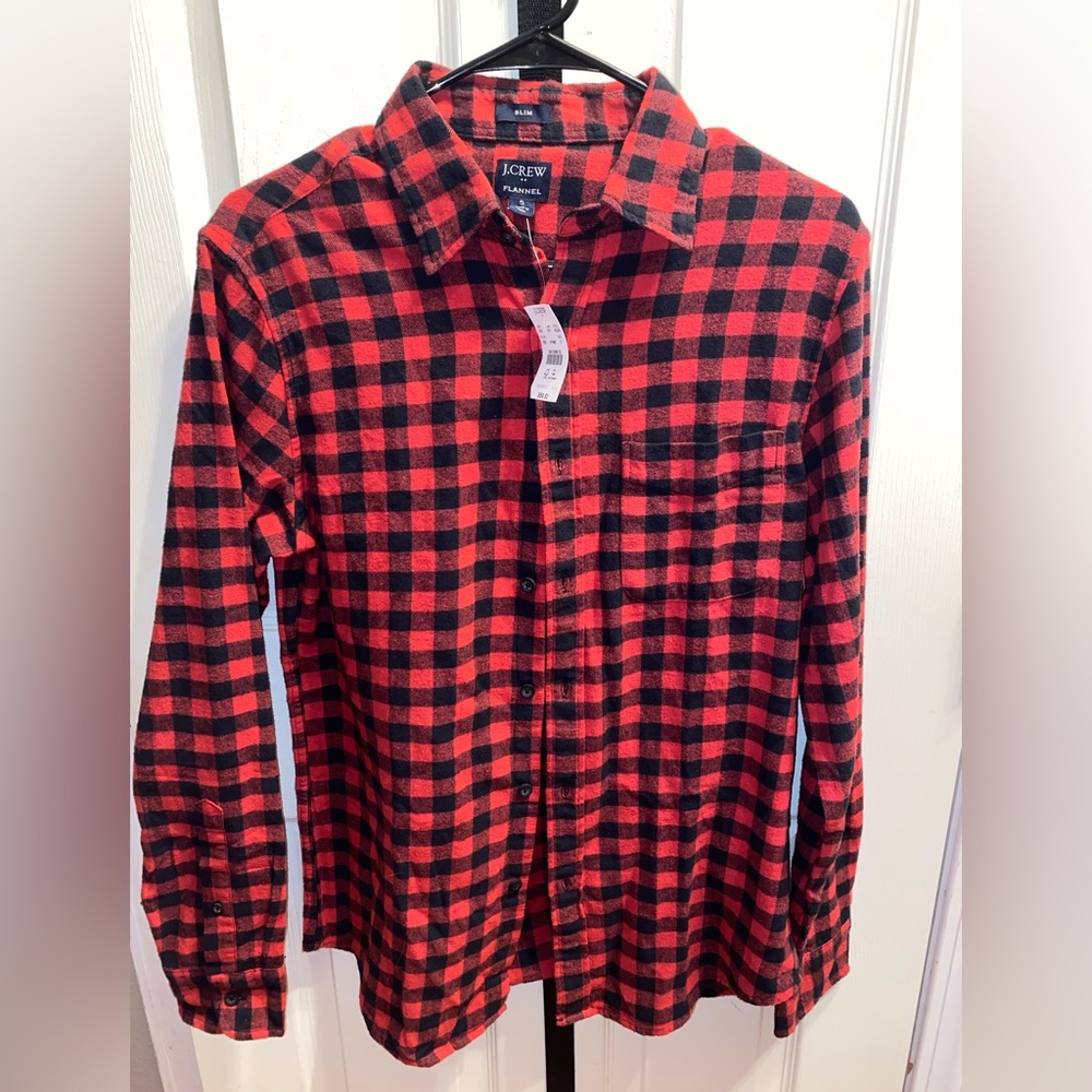 NWT Men’s J Crew Buffalo Check Long Sleeve Slim Fit Flannel Shirt